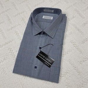 Brand New-Pierre Cardin Mens XL Blue Long Sleeve Button Up Shirt